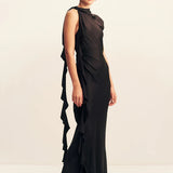 Shona Joy Agnes Draped Ruffle Maxi Dress | Black