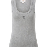 Ceres Life Contour Rib Scoop Tank | Grey Marle/Black Monogram Embroidery