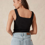 Ceres Life Contour Rib Square Neck Tank | Black