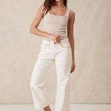 Ceres Life Contour Rib Square Neck Tank | Oatmeal Marle
