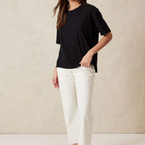 Ceres Life Slouchy Split Hem Tee | Black