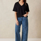 Ceres Life Boxy V Neck Tee | Black
