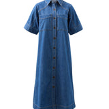 Ceres Life Ava Short Sleeve Yoke Detail Midi | Fresh Indigo
