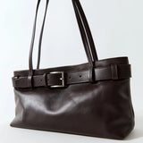 St Agni Belt Detail Baguette Bag | Coffee
