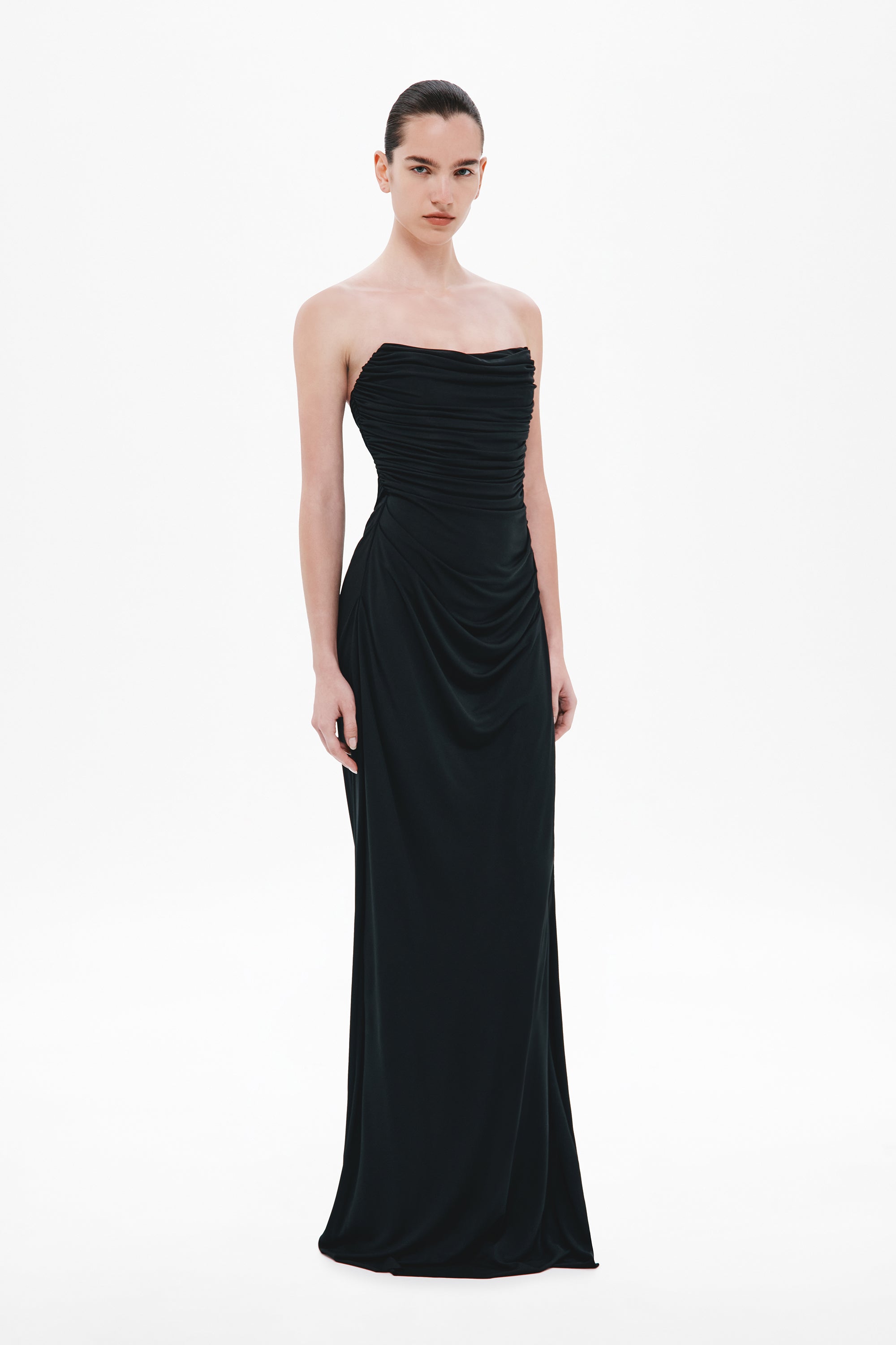 THE 'DRY JERSEY' DRAPED MIDI DRESS