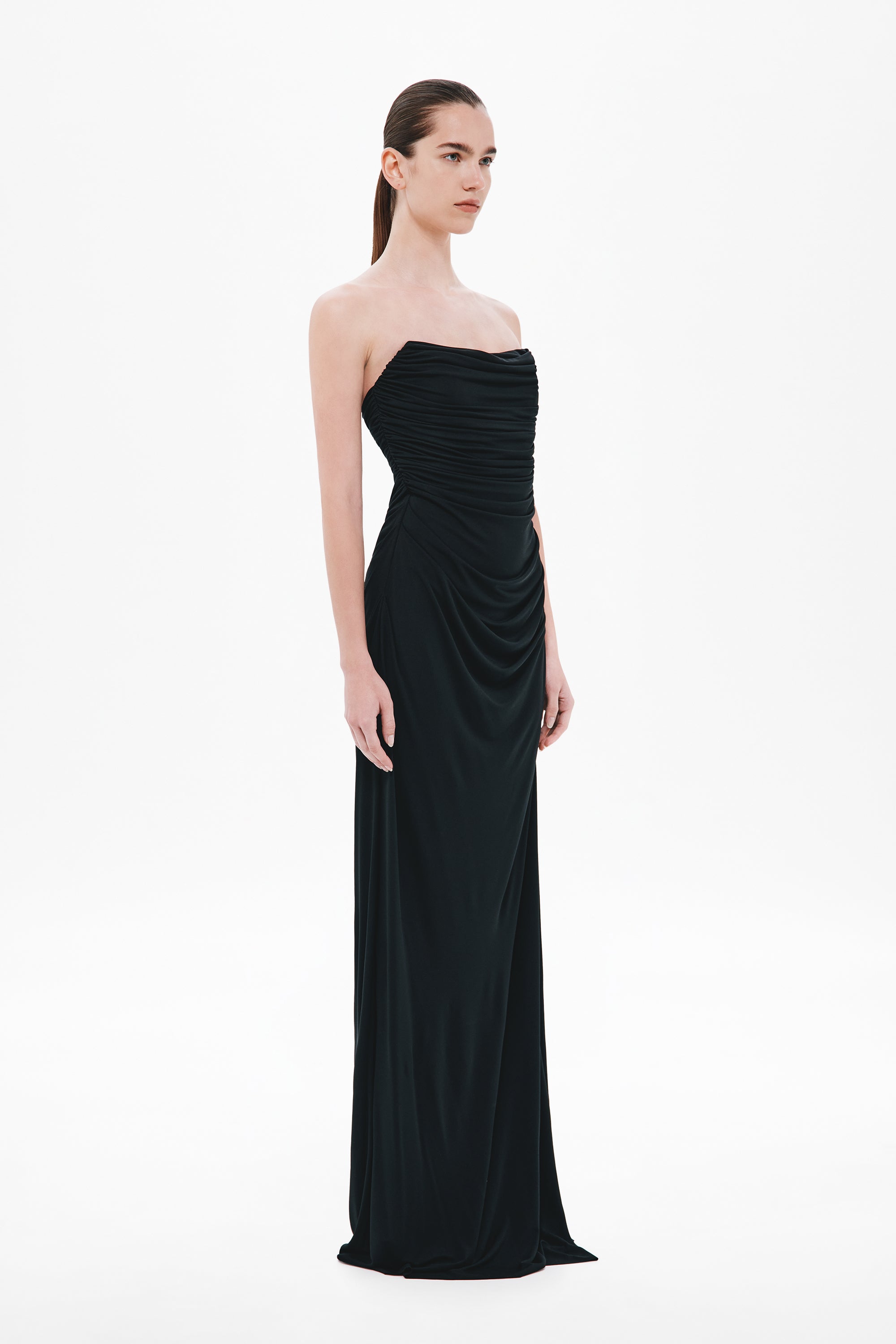 THE 'DRY JERSEY' DRAPED MIDI DRESS