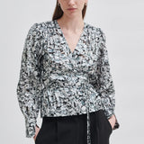 Second Female Doodle Wrap Blouse | Black
