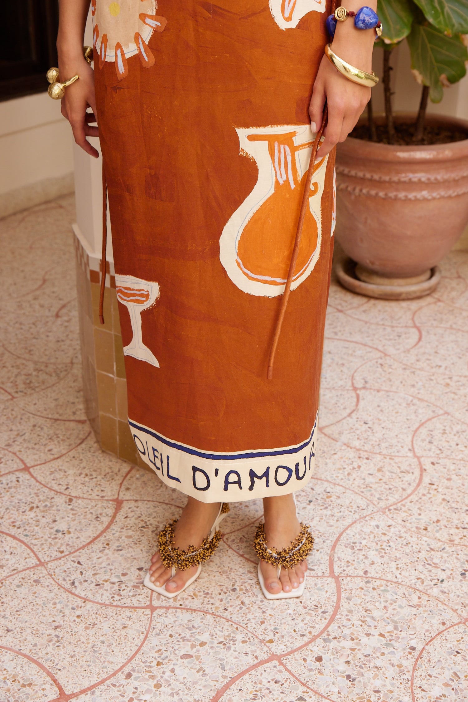 SOLEIL D'AMOUR SILK MIDI DRESS