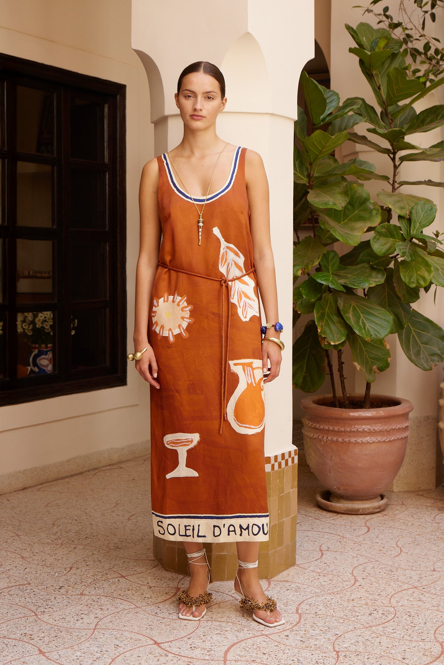 SOLEIL D'AMOUR SILK MIDI DRESS