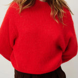 American Vintage East Mock Neck Knit Pullover | Chilli Pepper Melange