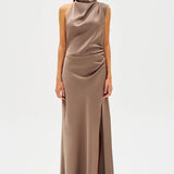 Misha Constantina Satin Gown | Iron Grey