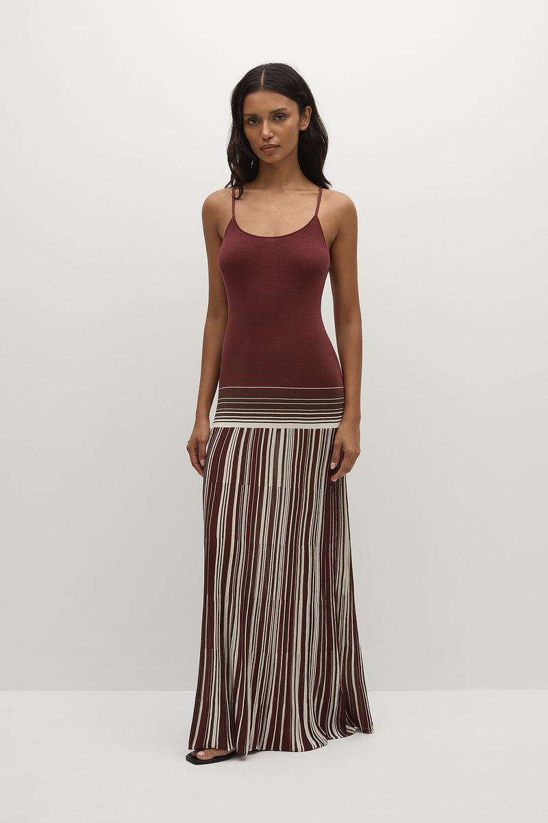 ACCORDION STRIPE BORDEAUX