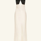 Shona Joy Lino Cross Back Halter Maxi Dress | Cream/Black