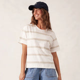 Ceres Life Slouchy Split Hem Tee | Vanilla/Matcha Double Stripe