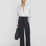 Viktoria & Woods Rocky Pant | Black Cupro Pant With White Stripe