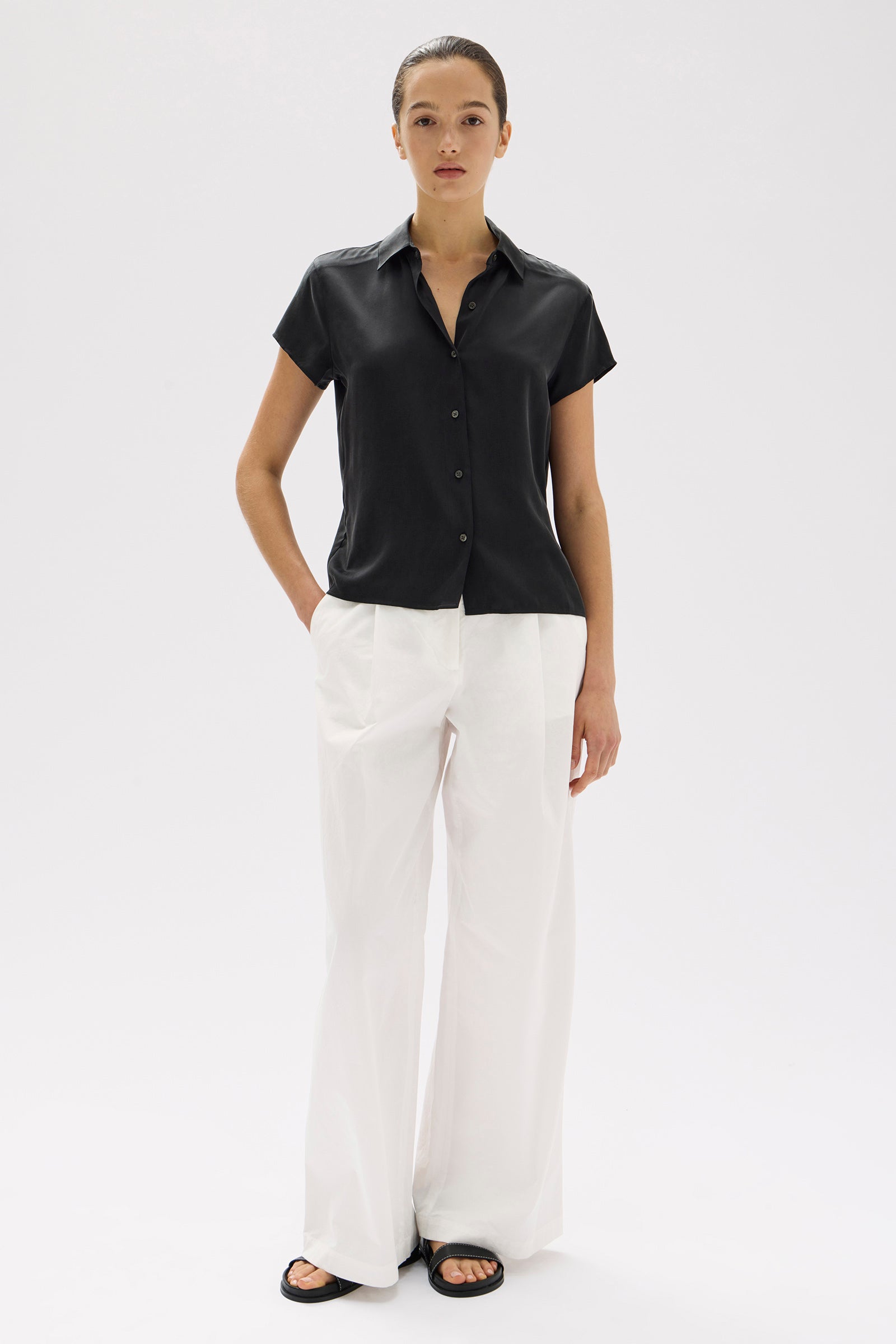 Karri Silk Short Sleeve Shirt Black