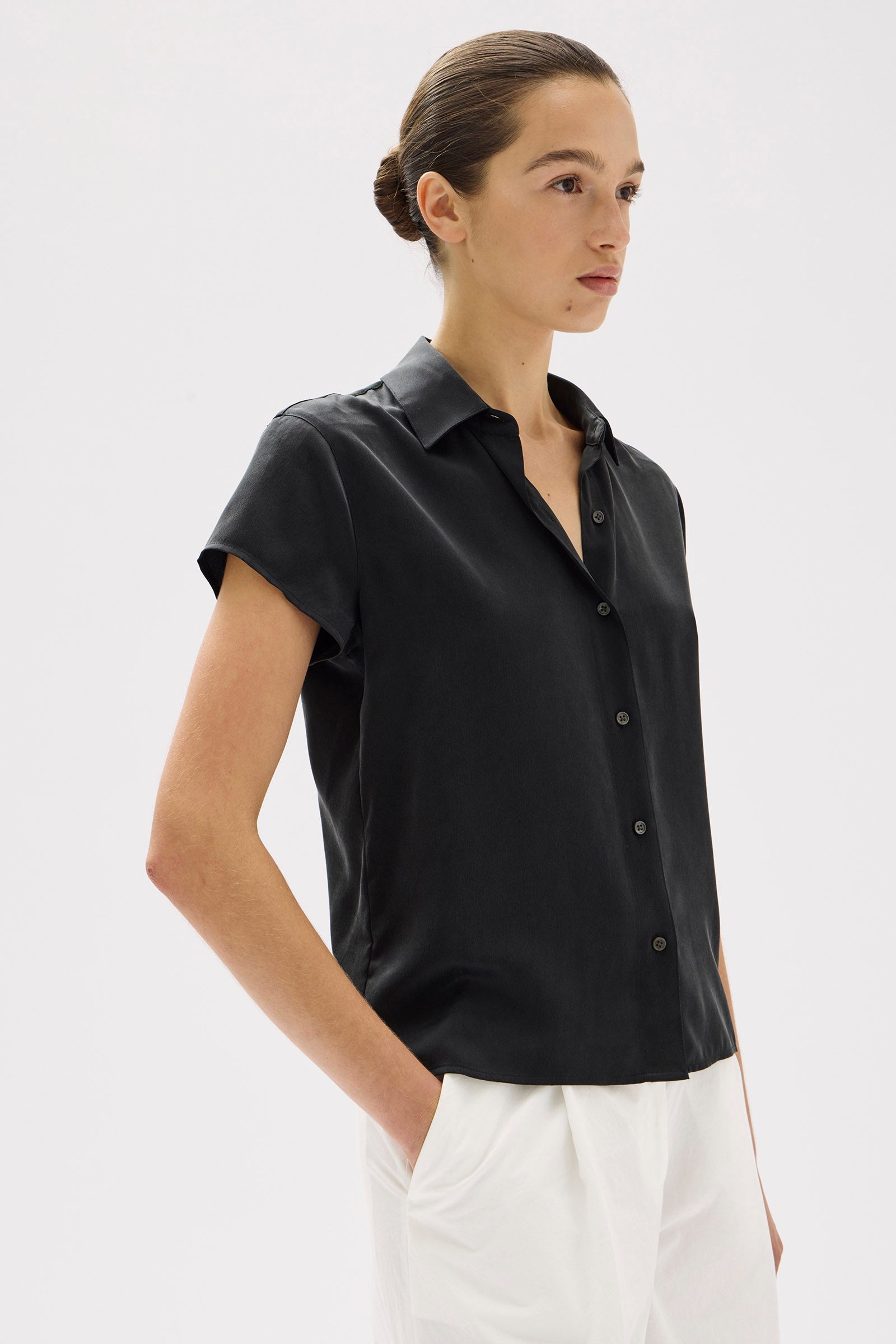 Karri Silk Short Sleeve Shirt Black