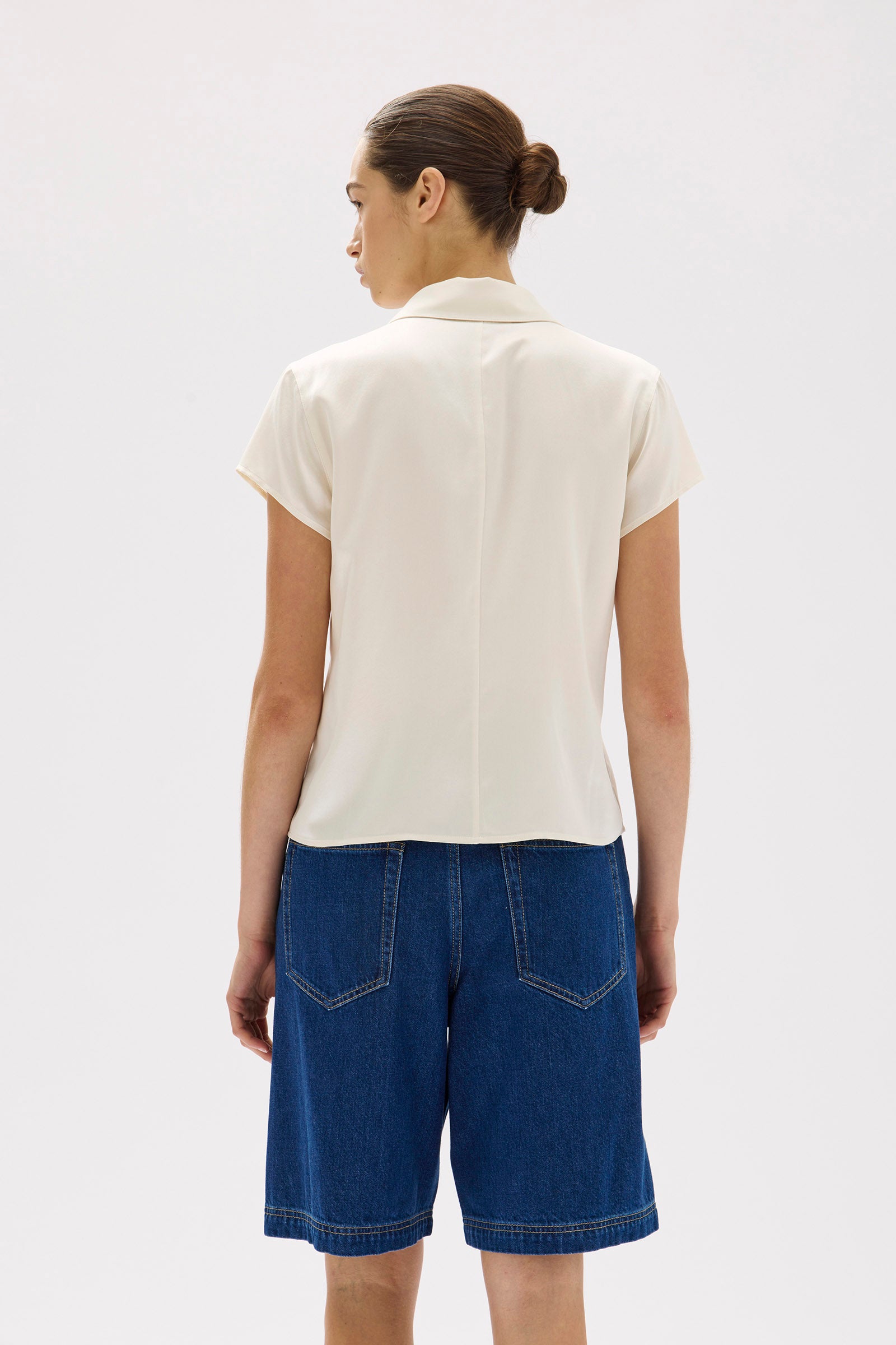 Karri Silk Short Sleeve Shirt Cream
