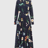 Leo Lin Zara Shirt Midi Dress | Botanical Print in Ebony