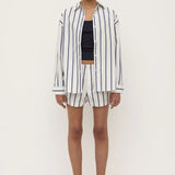 Assembly Label Nara Stripe Long Sleeve Shirt | White/True Navy (PRE-ORDER)