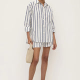 Assembly Label Nara Stripe Long Sleeve Shirt | White/True Navy (PRE-ORDER)