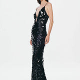 Misha Sapphire Sequin Maxi Dress | Black Sequin