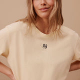 Ceres Life Stevie Slouchy Tee | Sunny Yellow/French Navy Embroidery