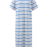 Ceres Life Charlotte Midi Terry Dress | White/Azure Blue Stripe