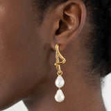 MISSOMA Molten Baroque Pearl Mismatch Large Drop Earrings | Gold