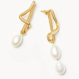 MISSOMA Molten Baroque Pearl Mismatch Large Drop Earrings | Gold