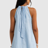 ORTC Luna Linen Mini Dress | Powder Blue (PRE-ORDER)