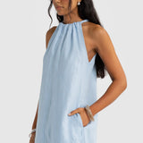ORTC Luna Linen Mini Dress | Powder Blue (PRE-ORDER)