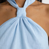 ORTC Mira Linen Halter Mini Dress | Powder Blue (PRE-ORDER)