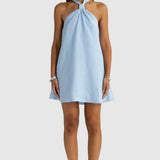 ORTC Mira Linen Halter Mini Dress | Powder Blue (PRE-ORDER)