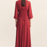 Shona Joy Rowe High Neck Ballon Sleeve Maxi Dress | Sangria