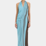 SIR Rioja Halter Scarf Maxi Dress | Pacha Mineral Stripe