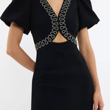 Rebecca Vallance Nyx Puff Sleeve Midi | Black