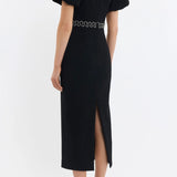 Rebecca Vallance Nyx Puff Sleeve Midi | Black
