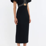 Rebecca Vallance Nyx Puff Sleeve Midi | Black