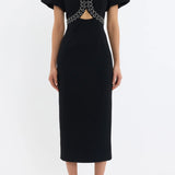 Rebecca Vallance Nyx Puff Sleeve Midi | Black