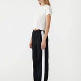 Bassike Twill Stripe Detail Pant | Black/White