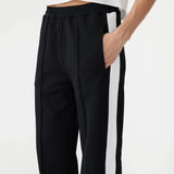 Bassike Twill Stripe Detail Pant | Black/White