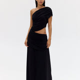 Third Form Crave Rouched Floor Length Dress | Graphite