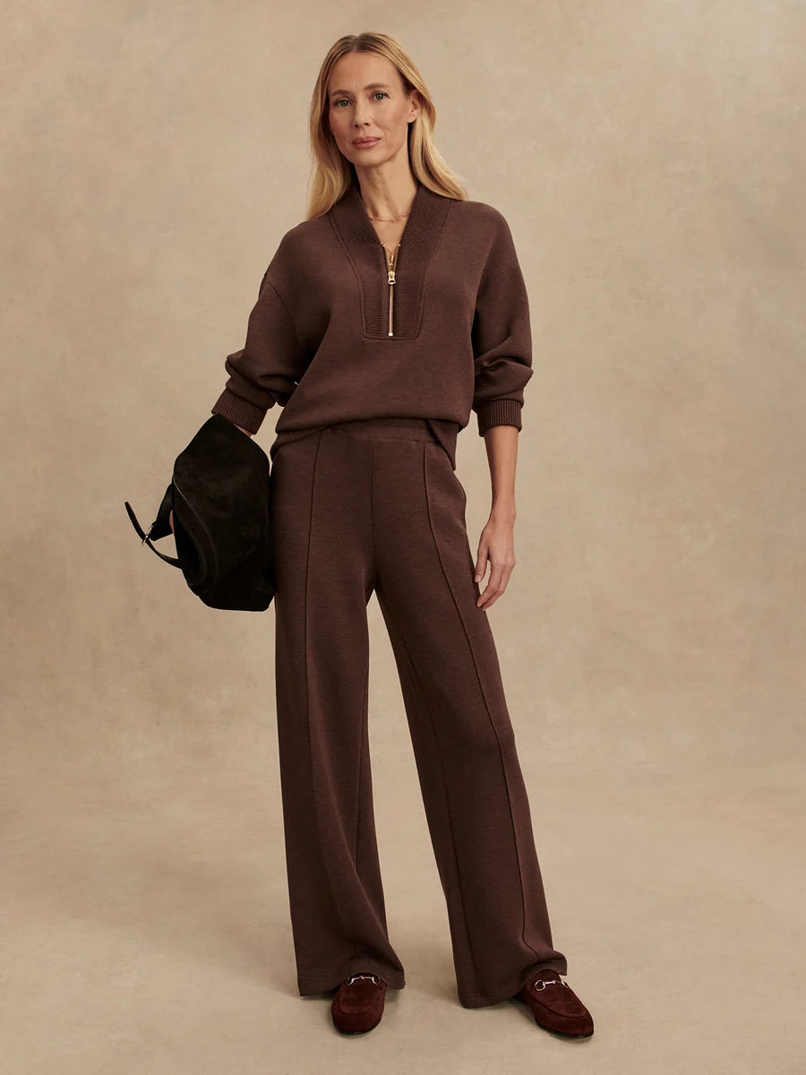 Varley Sally Half Zip Sweat | Coffee Bean Marl