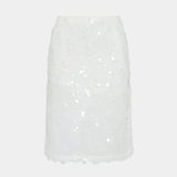With Harper Lu Mesh Midi Skirt | White Sequin