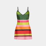 With Harper Lu Bias Mini Dress | Emerald Stripe