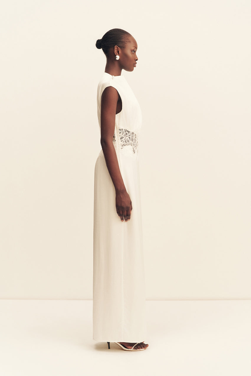 Eniko Lace Gathered Maxi Dress