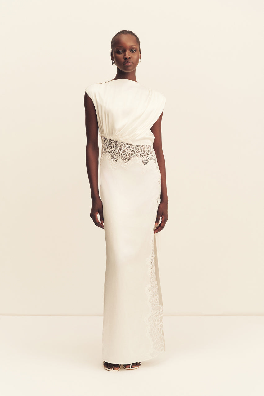 Eniko Lace Gathered Maxi Dress