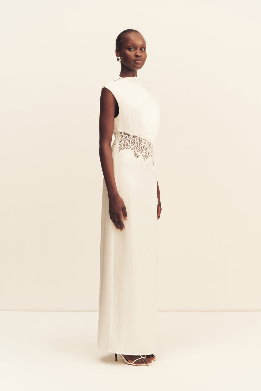 Eniko Lace Gathered Maxi Dress