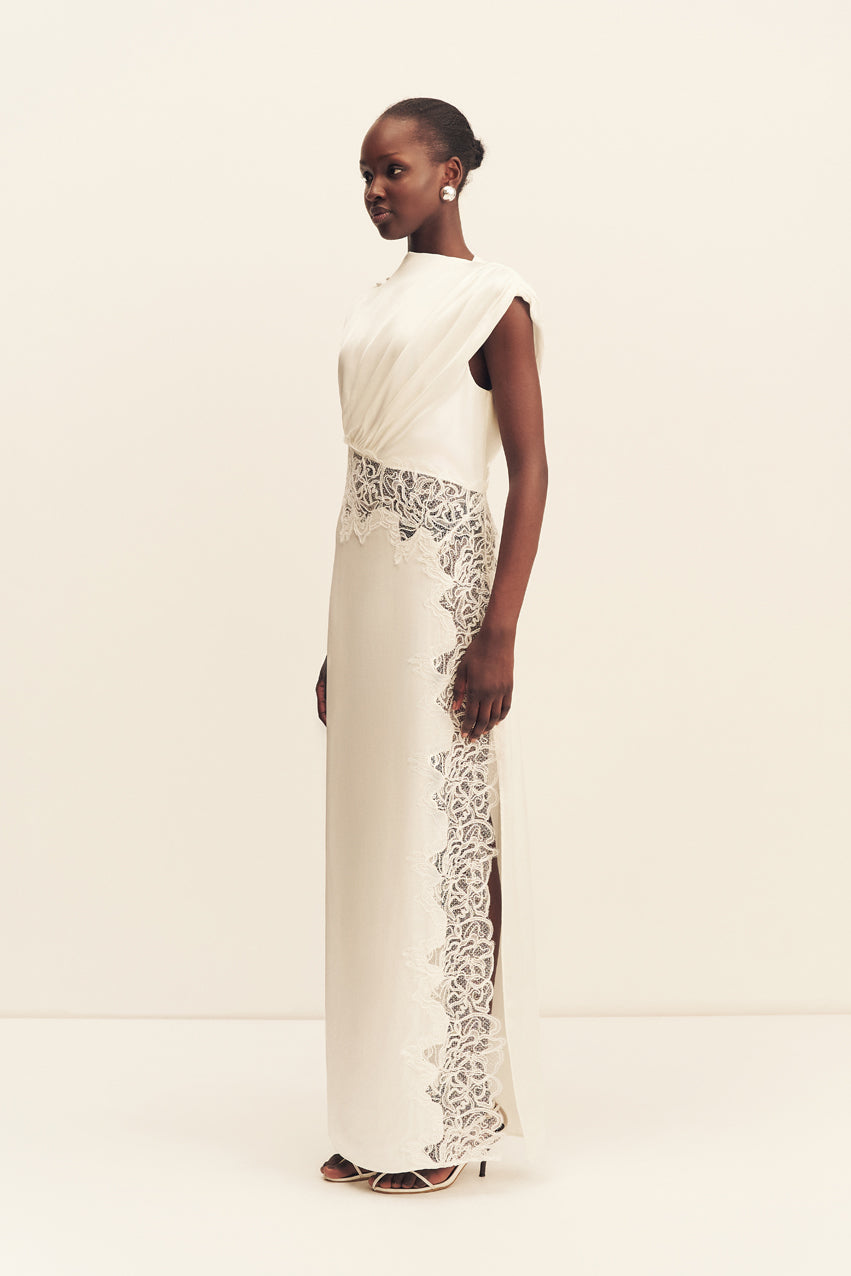 Eniko Lace Gathered Maxi Dress
